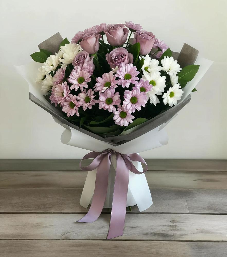 Букет цветов из: Хризантемы и Розы в Советском Республики Марий Эл