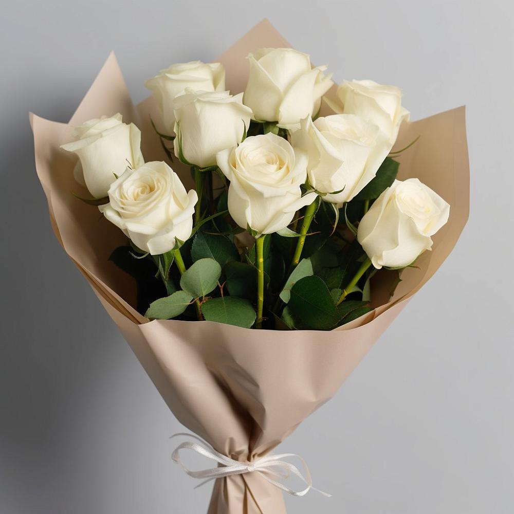 Букет 9 Белых роз Эдлесс Лав в Советском Республики Марий Эл