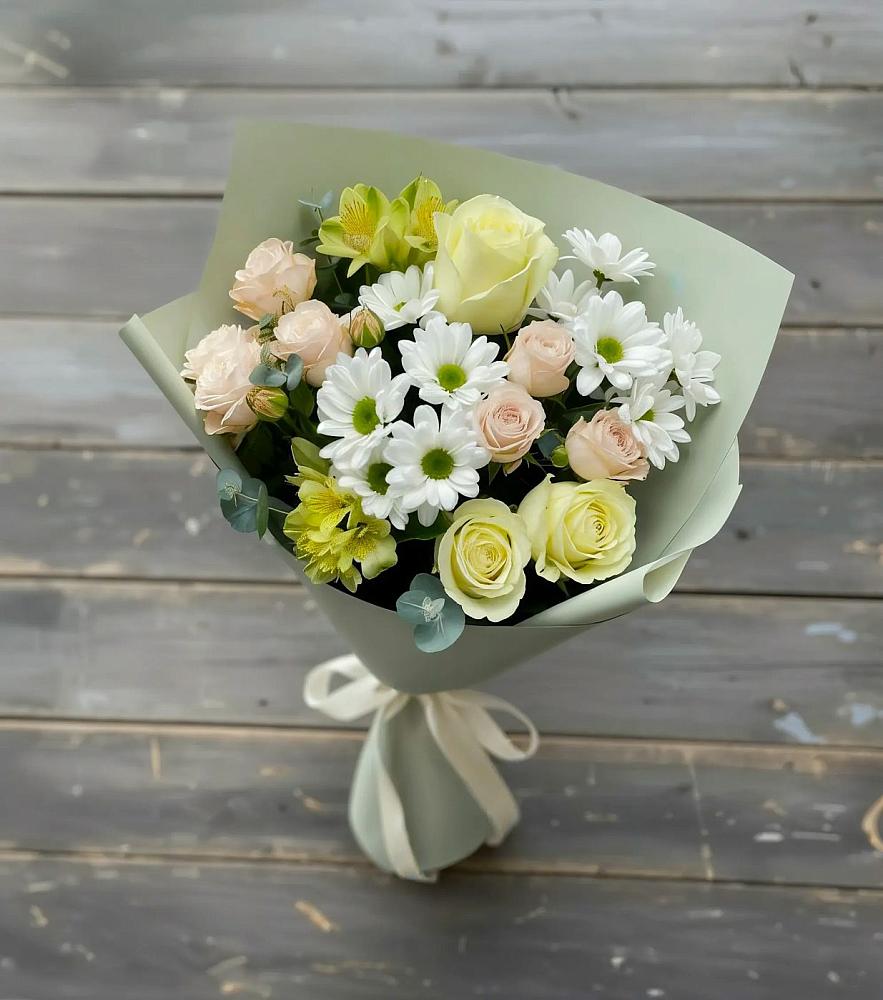 Букет цветов из: Альстромерии, Розы и Хризантемы в Советском Республики Марий Эл