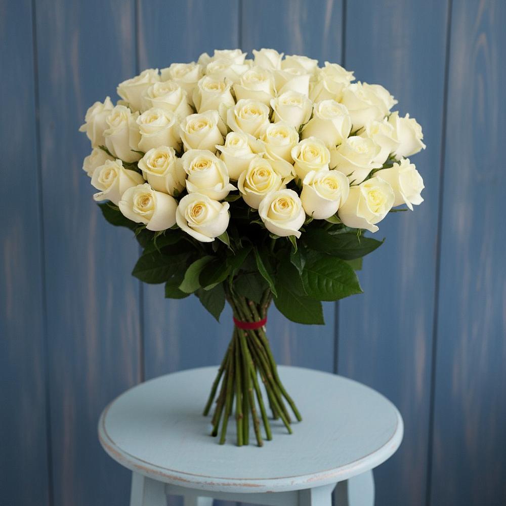 Букет 51 Белая роза Эдлесс Лав в Советском Республики Марий Эл
