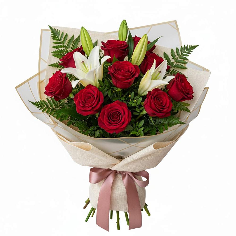 Букет цветов из: Лилии и Розы в Советском Республики Марий Эл