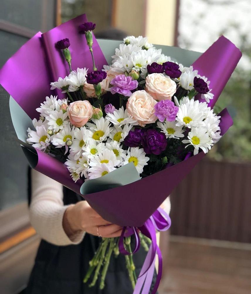 Букет цветов из: Хризантемы, Гвоздики и Розы в Советском Республики Марий Эл