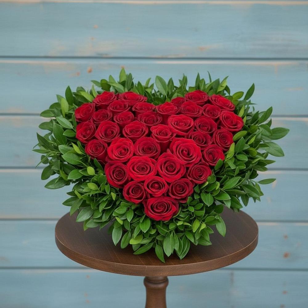 Цветочная композиция из Розы в виде сердца в Советском Республики Марий Эл