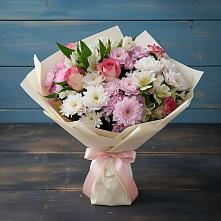 Букет цветов из:  Хризантемы, Альстромерии и Розы в Советском Республики Марий Эл