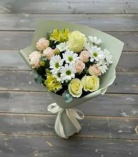 Букет цветов из:  Альстромерии, Розы и Хризантемы в Советском Республики Марий Эл